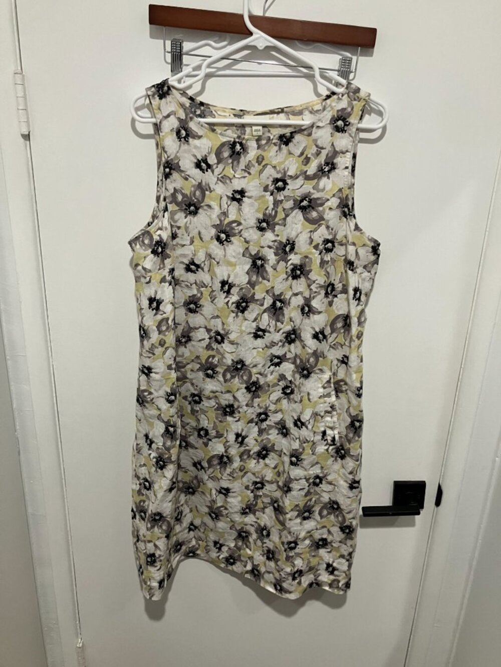 J. Jill Love Linen Women's Floral Mini Dress, Yellow/Gray, Size Large